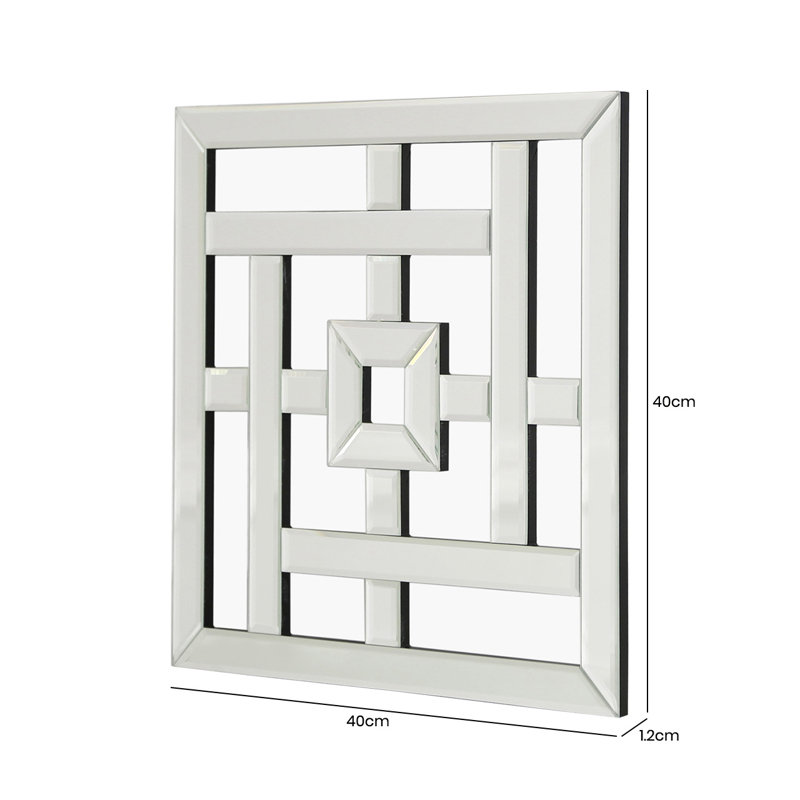 Geometric Mirrored Wall Art for Living Room, 40x40cm Modern Home Decor Wall Mounted Clear Glass Mirror Art for Hallway & Bedroom