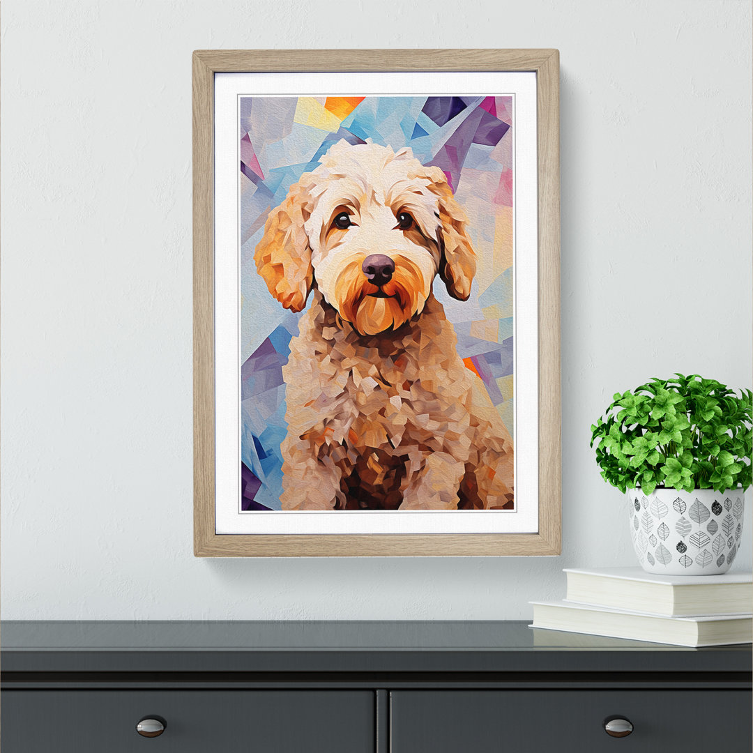 Labradoodle Cubism - Single Picture Frame Print on Wood