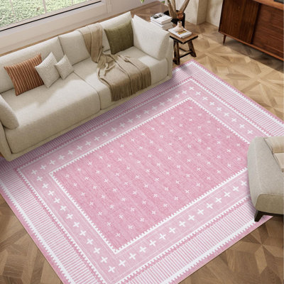 Modern Bordered Machine Washable Area Rug