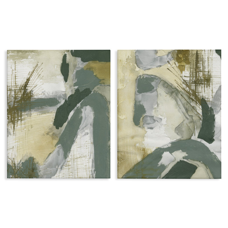  «Rustic Abstraction in Neutrals», ensemble de 2 toiles murales par Vanna Lam, H 30 po x l 24 po