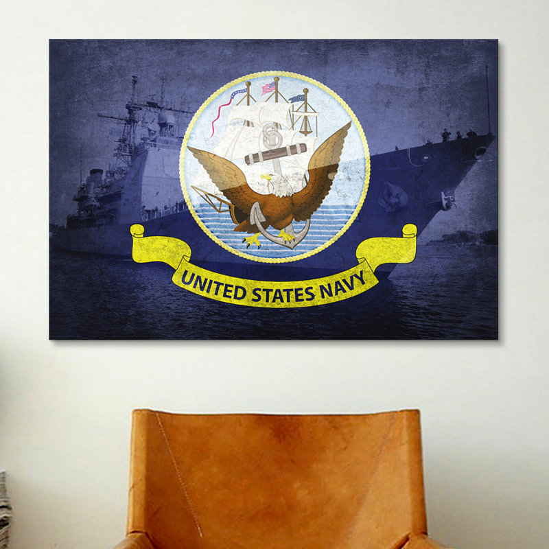 «Flags Ticonderoga-Class Guidé-Missile Cruiser», impression sur toile, H 18 po x l 26 po x P 1,5 po, Toile avec cadre noir