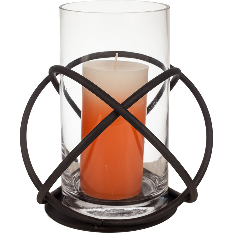 Tabletop Metal and Glass Hurricane Candle Holder