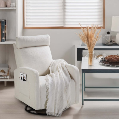 Swivel Upholstered Manual Recliner Chair: 360 - Degree Theatre Recliner, Nursery Glider Rocker