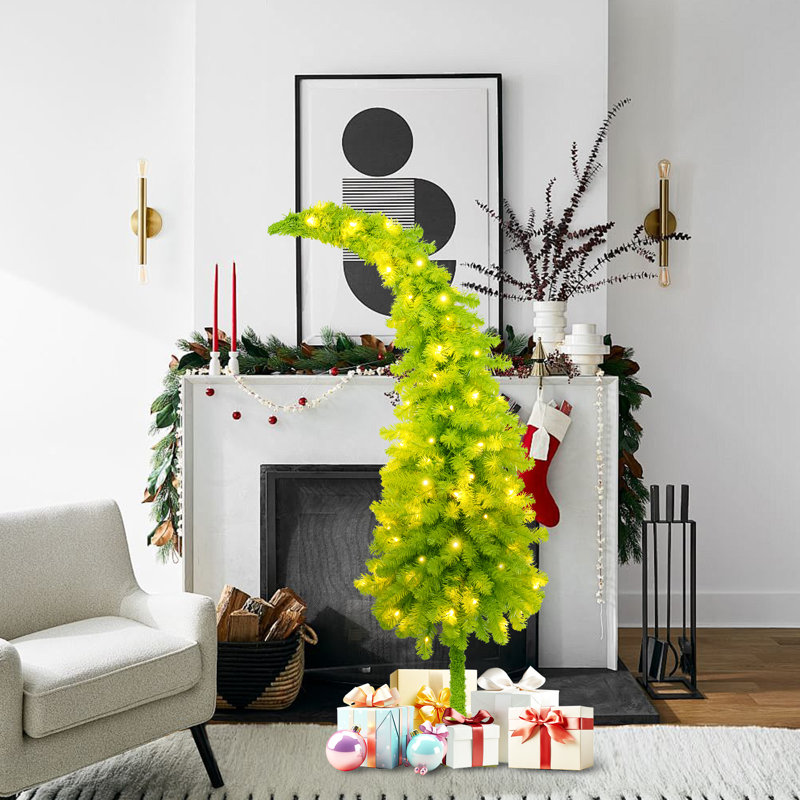 5FT Pre-Lit Santa Hat Artificial Christmas Tree With 400 Bendable Branches And 100 LED Lights