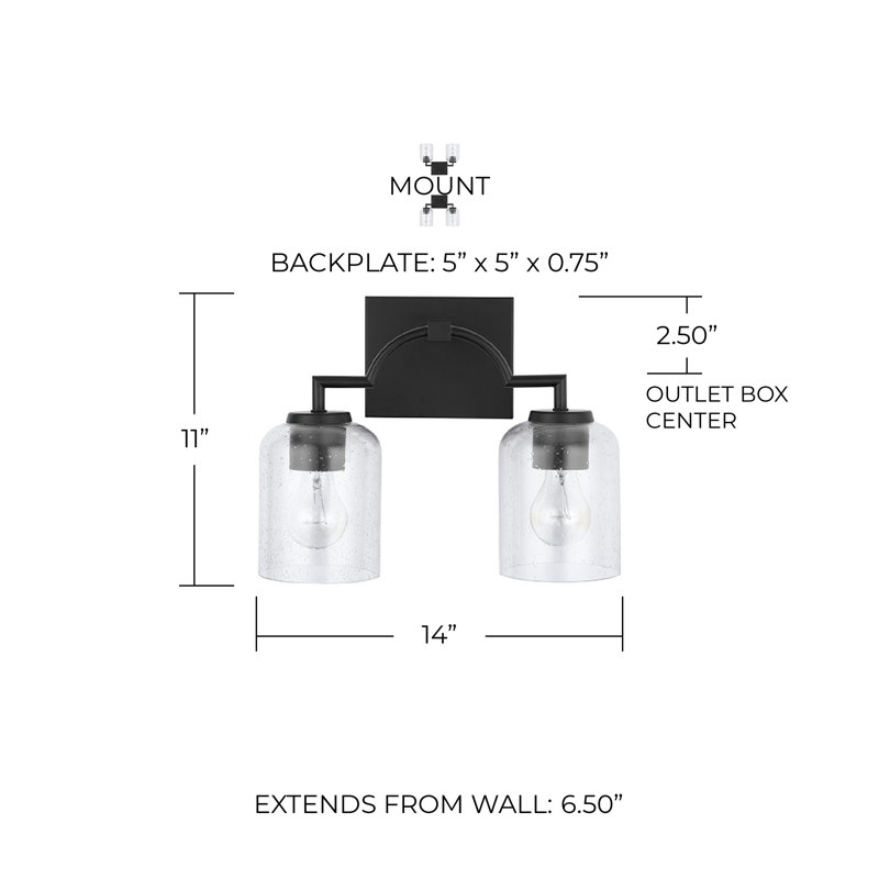 Carter 2 - Light Dimmable Vanity Light, Matte Black