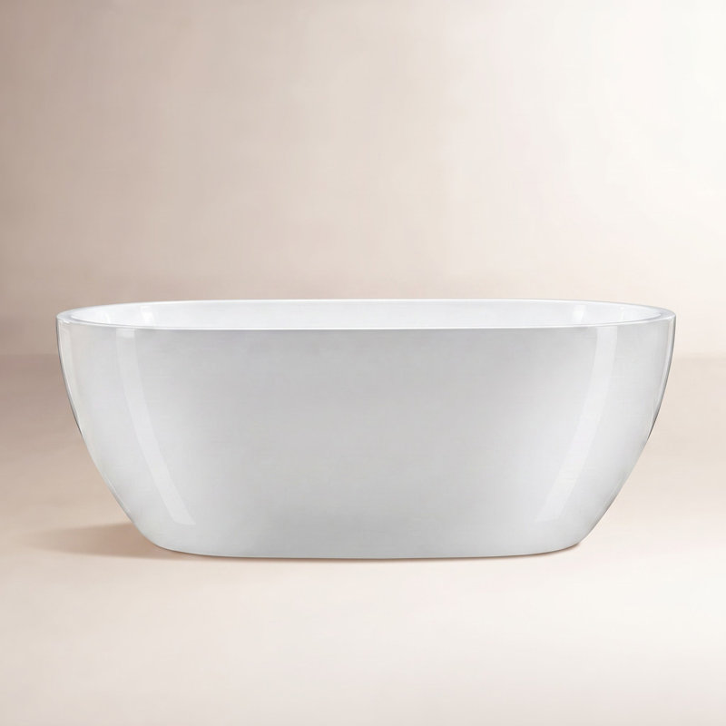 Ember 59'' x 32'' Soaking Acrylic Bathtub, Brushed Gold, White