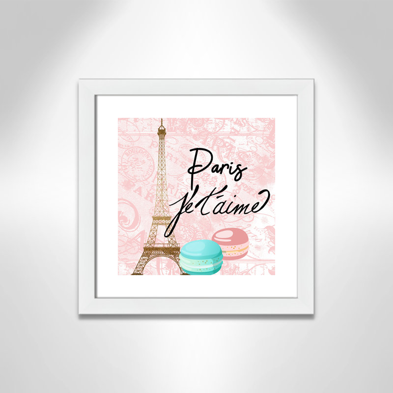 Bonjour paris 1, H 16 po x l 16 po x P 0,63 po, Cadre blanc