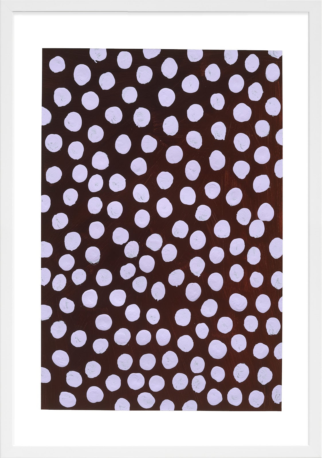 Navi "Lilac on Maroon" Painting, 20" H x 14" W x 1.25" D, White