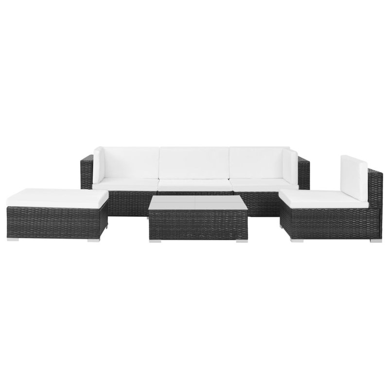 Canapé modulaire 6 pièces avec coussins Ailysh, Noir, Blanc