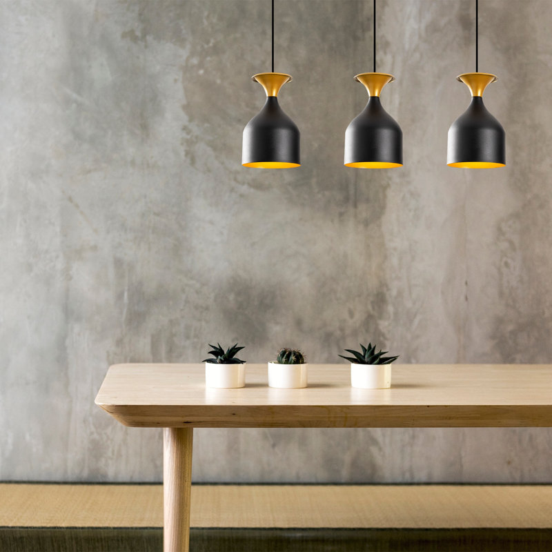 Philo 3 - Light Kitchen Island Geometric Pendant, Black/Gold