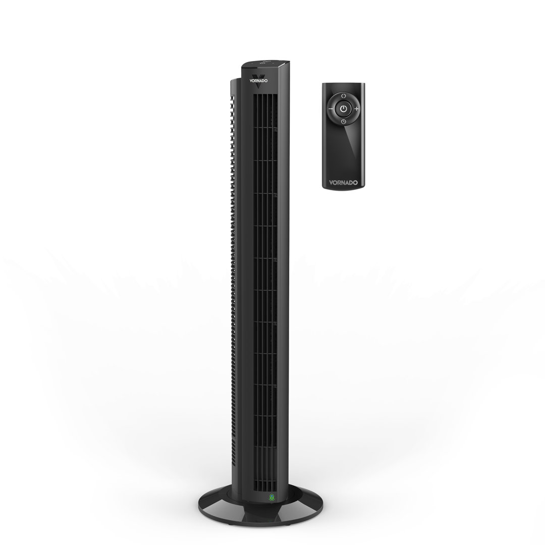 OZI42DC 42 in. Variable Fan Speeds Tower Fan in Black with 1164 ft. Per Min Air Flow Vornado