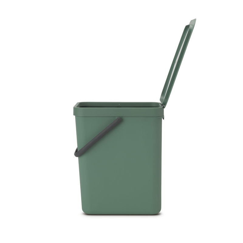 Fir Green Plastic Recycling Bin with Removable Lid, 6.6 Gallon