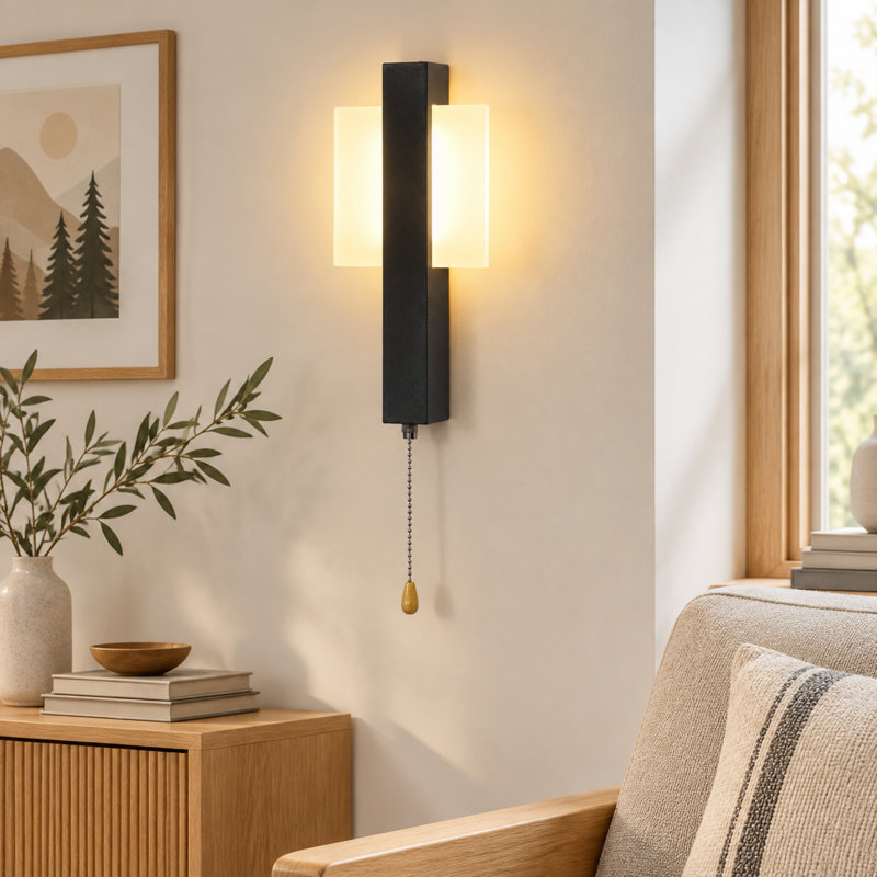 1-Light Black LED Flush Mounted Sconce