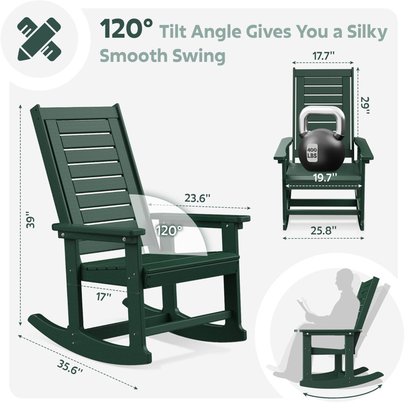 Chaise berçante d'extérieur Plumville, Vert