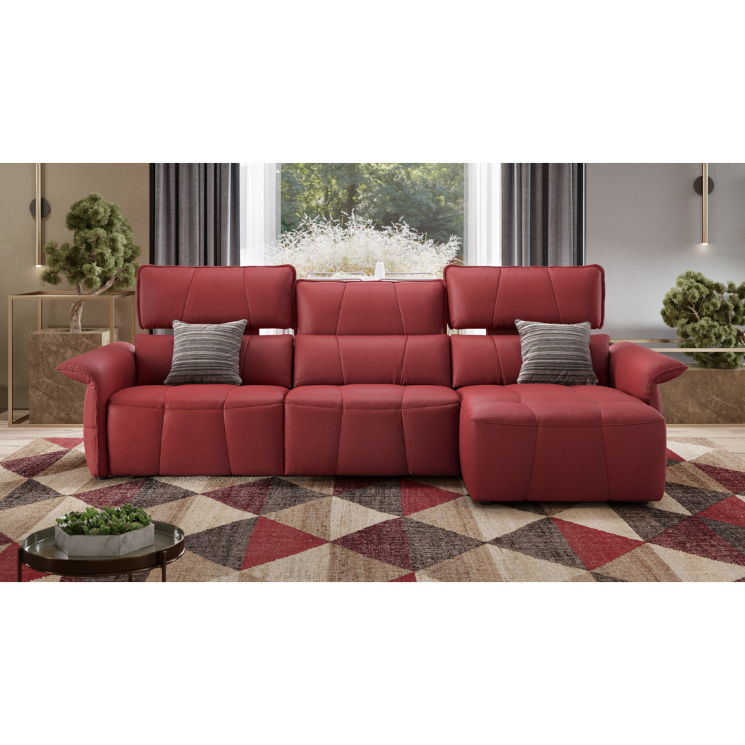 Perspections Leder Ecksofa Cotilla Rot Links mit Funktionen