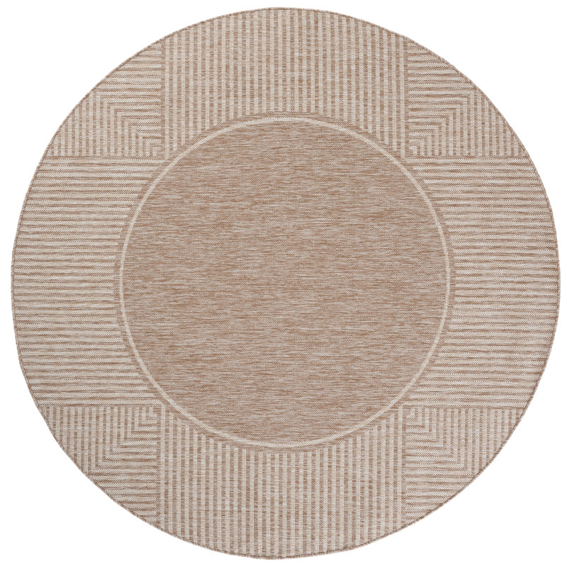Beach House Power Loom Performance Striped Indoor/Outdoor Rug, 6'-7" x 6'-7" Round
