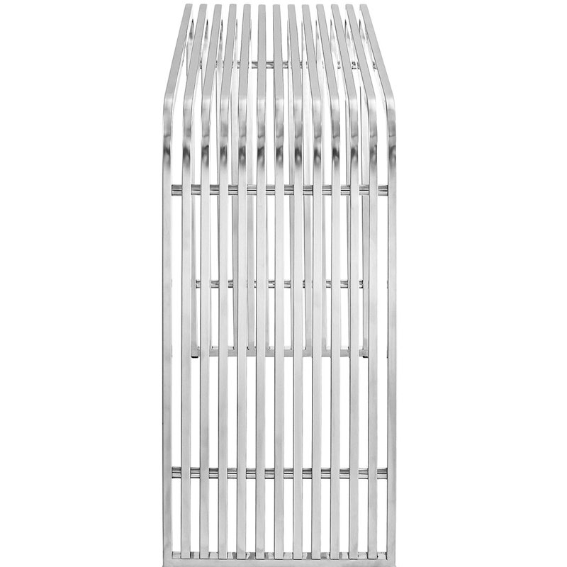 Polished Silver Stainless Steel Console Table with Seamless Design