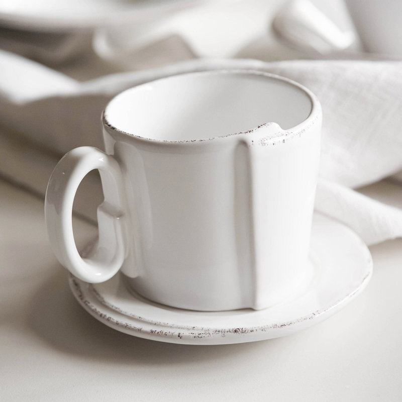 Ensemble de tasse à cappuccino et soucoupe Lastra, Blanc