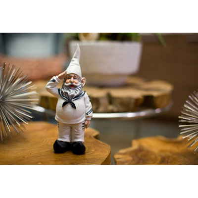 Itzayana Weather-Resistant Resin United States Navy Gnome Garden Statue with Hand-Painted White USN Uniform — 8 X 3.75 X 2.5 Inches