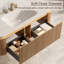 Meuble-lavabo flottant 48 po avec lavabo, meuble à grain de bois rayé 3D, capteur de lumière DEL et lavabo intégré en pierre frittée Travertine-1801104541