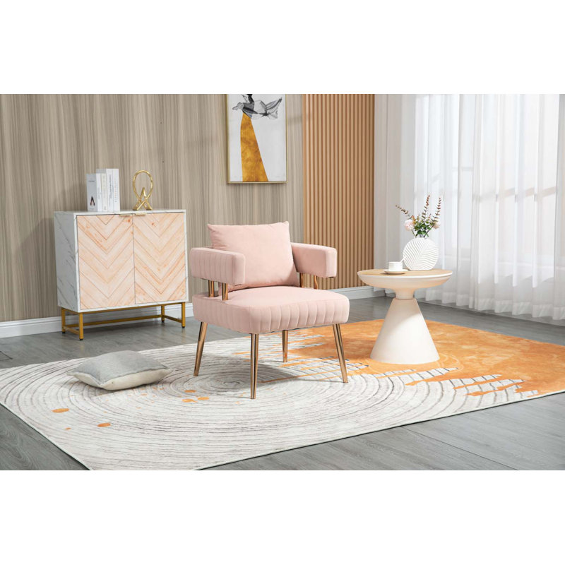Chaise avec accoudoirs d'appoint, Polyester rose