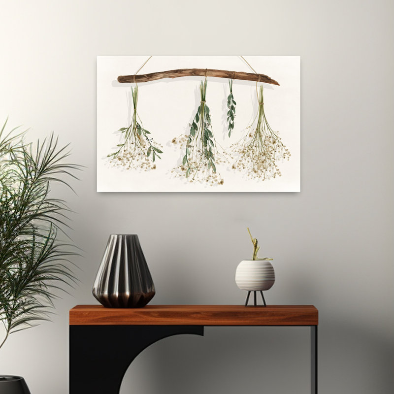 Art floral contemporain délicat, H 16 po x l 24 po