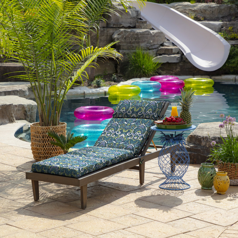 ARDEN Outdoor Chaise Lounge 3.5" Cushion, Blue, 3.5" H x 52" W x 22" D