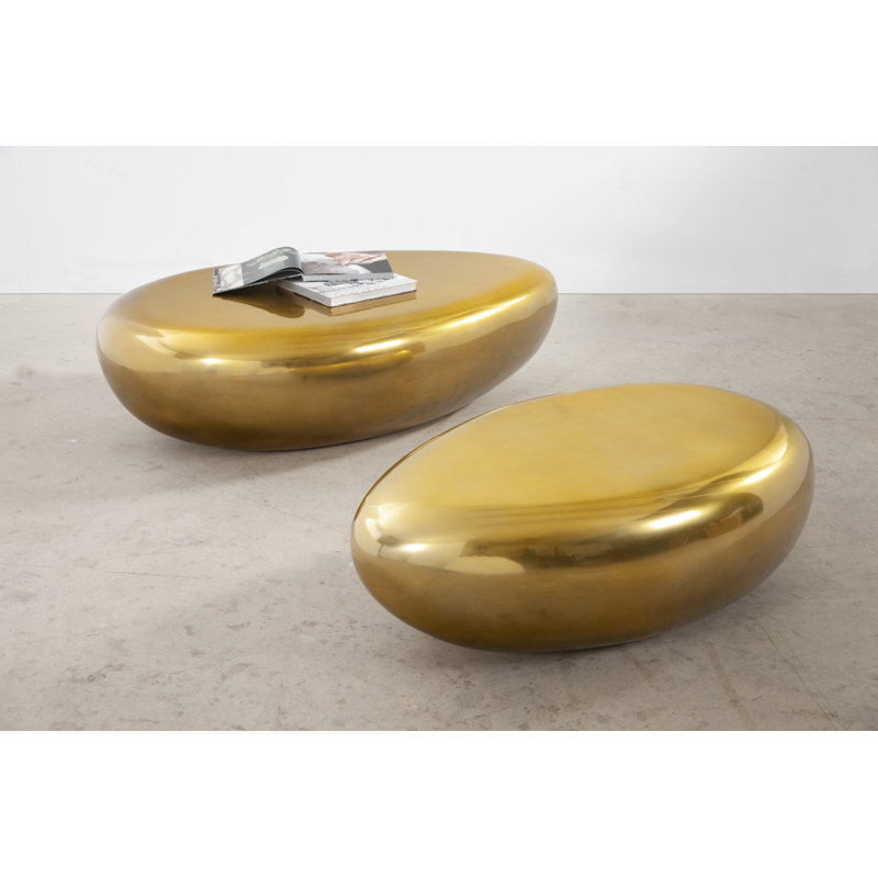 Liquid Gold River Stone Solid Coffee Table, 16" H x 54" L x 34" W