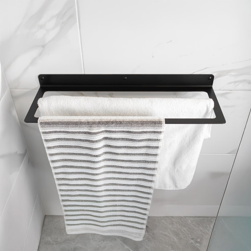 Wall-Mounted Modern Bath Towel Holder—Double Bar, Matte Black, 24"