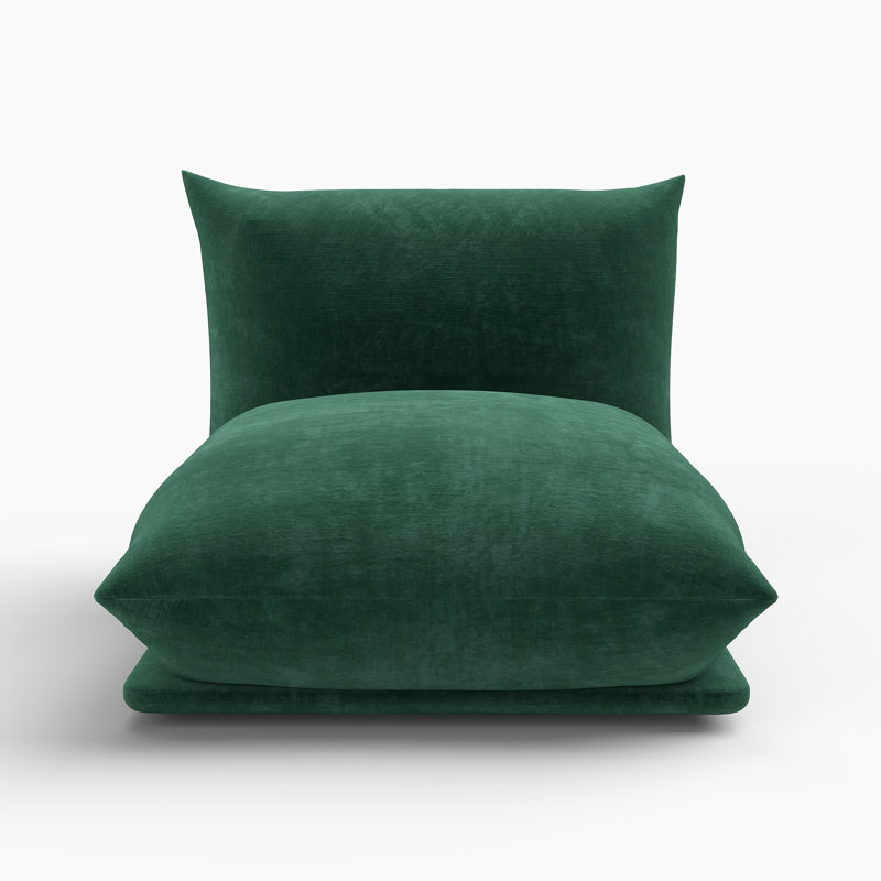 Minarik Upholstered Modern Chenille Fabric Armless Chair, Green
