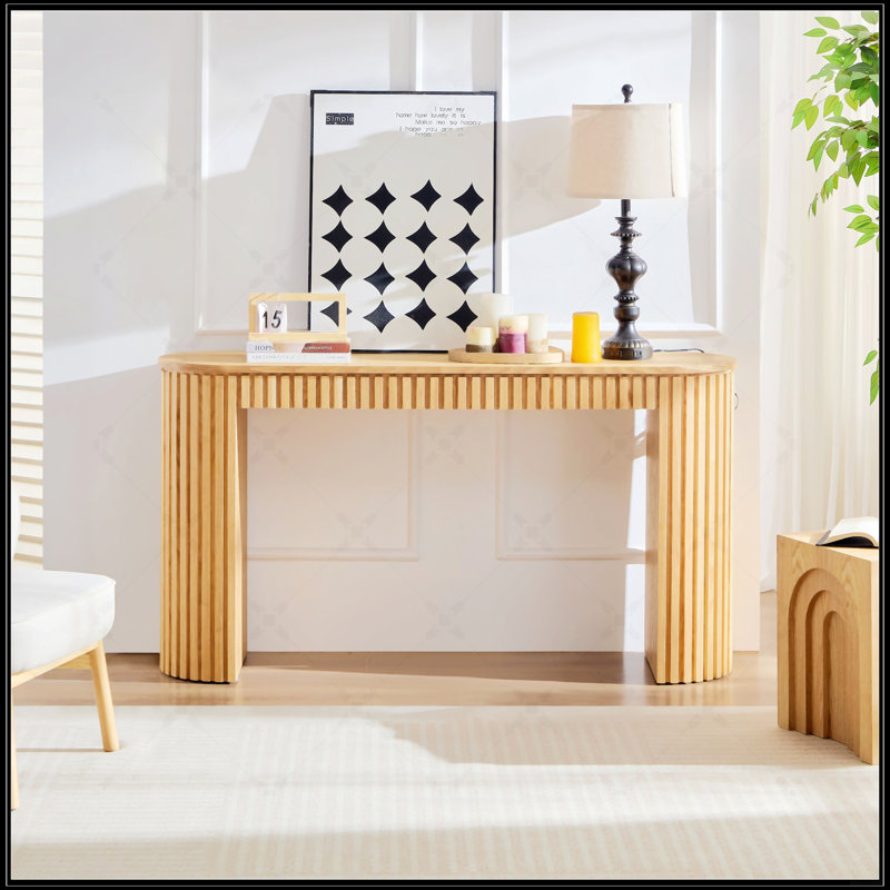 Console moderne 59,05 po avec tiroir, conception à rayures verticales unique pour l'entrée, le salon, le couloir, le vestibule et le bureau