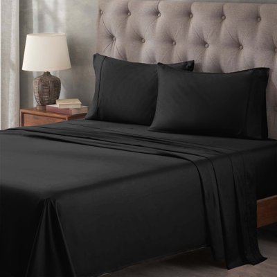 Ensemble de draps unis à poche profonde en coton égyptien à contexture de 400 fils