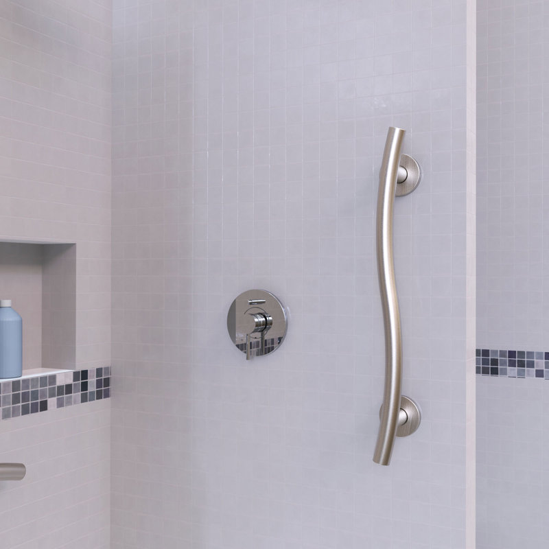 Wave Designer Grab Bar, 3.5" H x 24" W x 1.25" D, Satin Brushed Nickel
