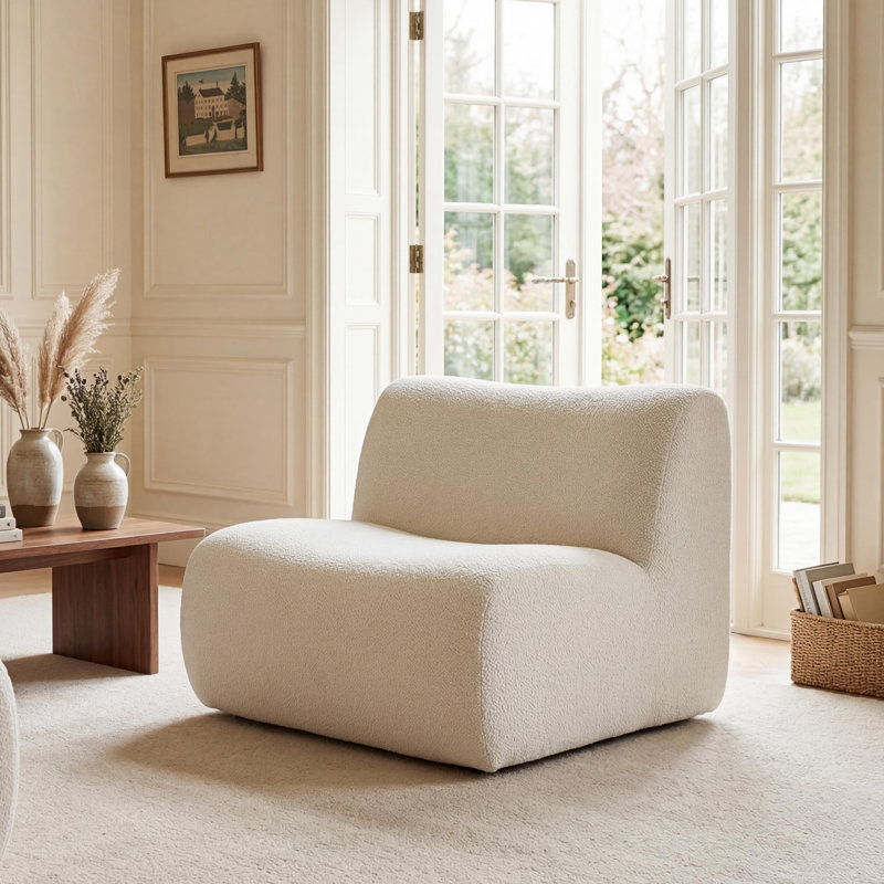 Fauteuil modulaire à compression courbé Arcelle, Beige, 3