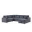 Canapé-lit modulaire en velours côtelé de 123 po de largeur avec méridienne avec rangement à droite et coussins décoratifs-956985854