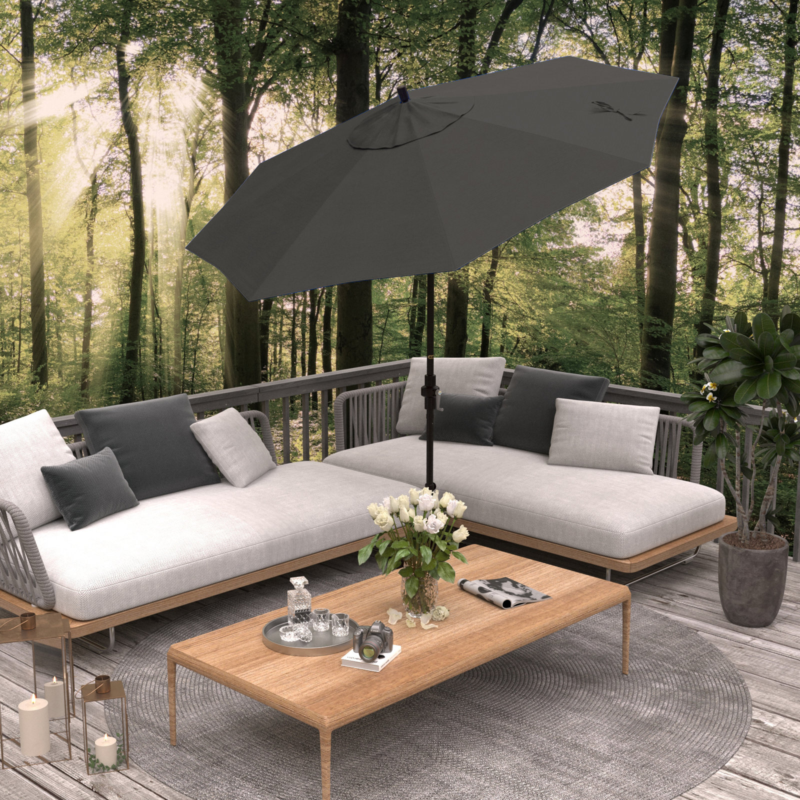 Santana 9' Umbrella, Zinc - Pacifica Premium