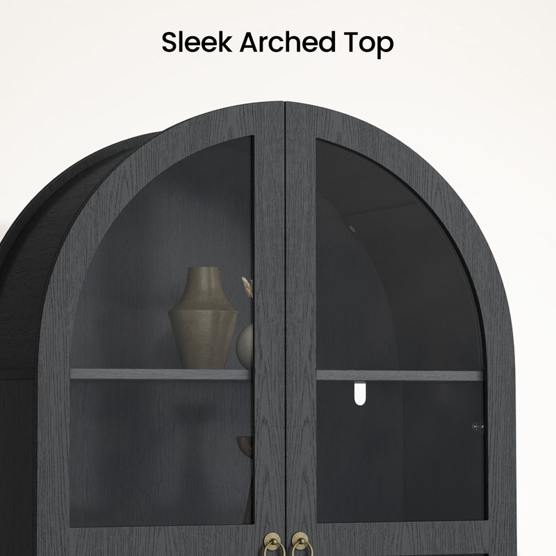 Garde-manger de 71 po de hauteur avec bibliothèques, armoire de rangement avec portes en verre, tiroir et comptoirs spacieux