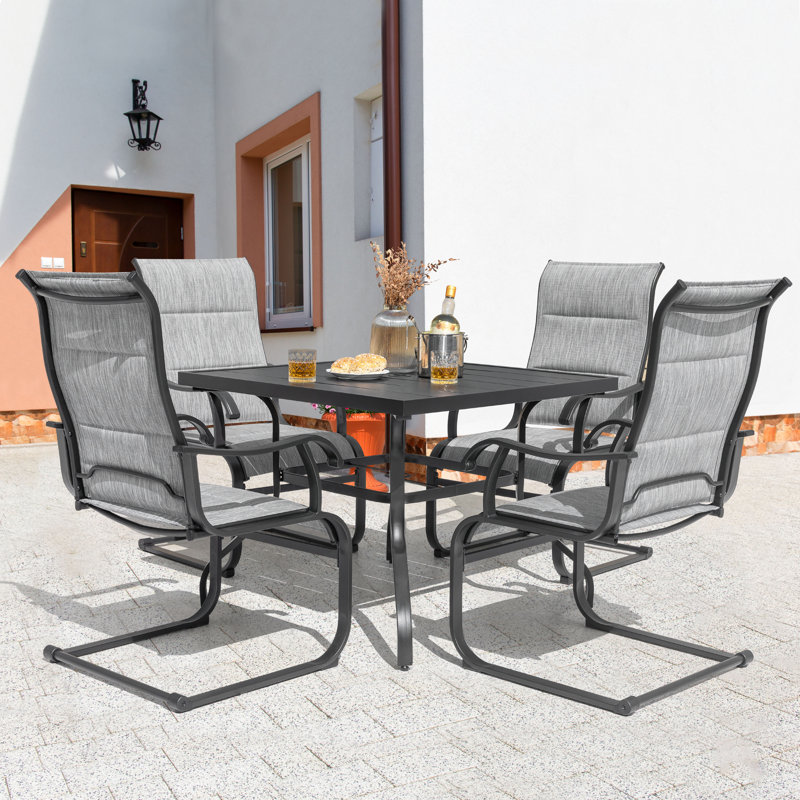 Barsaga 4 - Person Patio Dining Set with Square Table, Gray