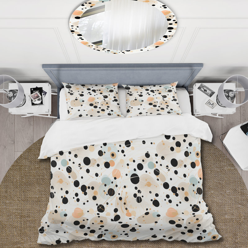 Ensemble de housse de couette en microfibre blanc et noir Explosion I, Housse de couette simple + 1 taie décorative stan