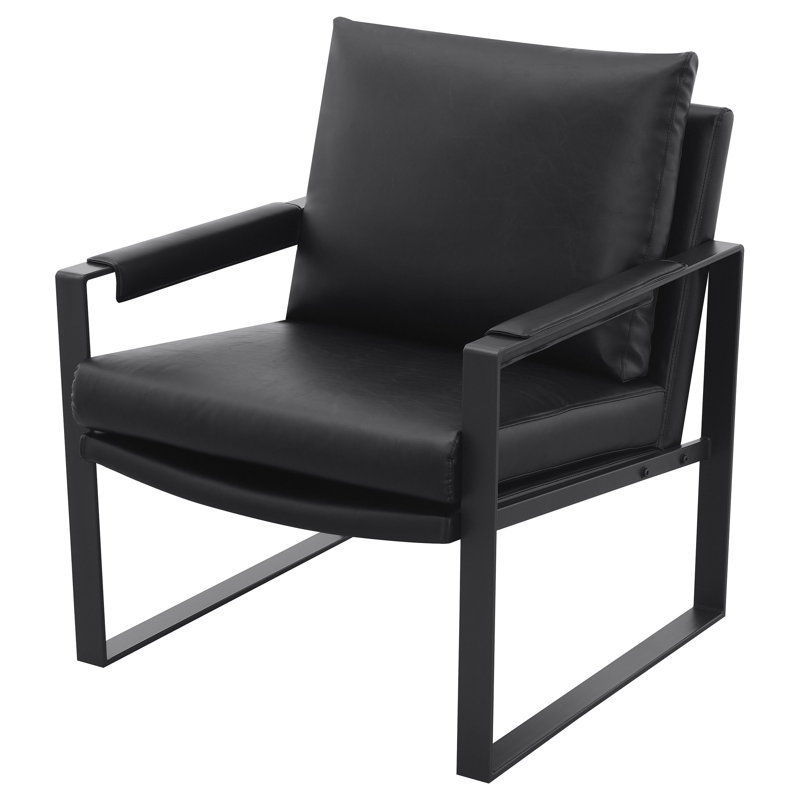 Rosalind Upholstered Track Arm Accent Chair Black, Black Faux Leather