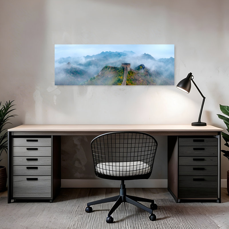 Misty Great Wall Mountains 1 Piece Wrapped Canvas Panoramic Wall Art, 30.48 cm H x 91.44 cm W