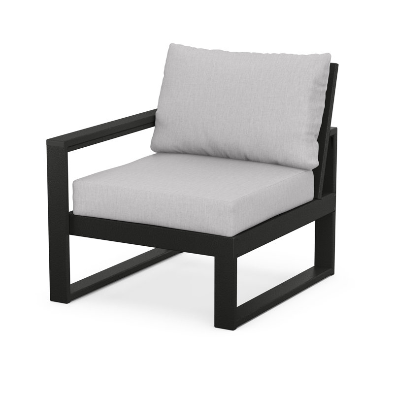 POLYWOOD Outdoor Lounge Chair, Black, Granite