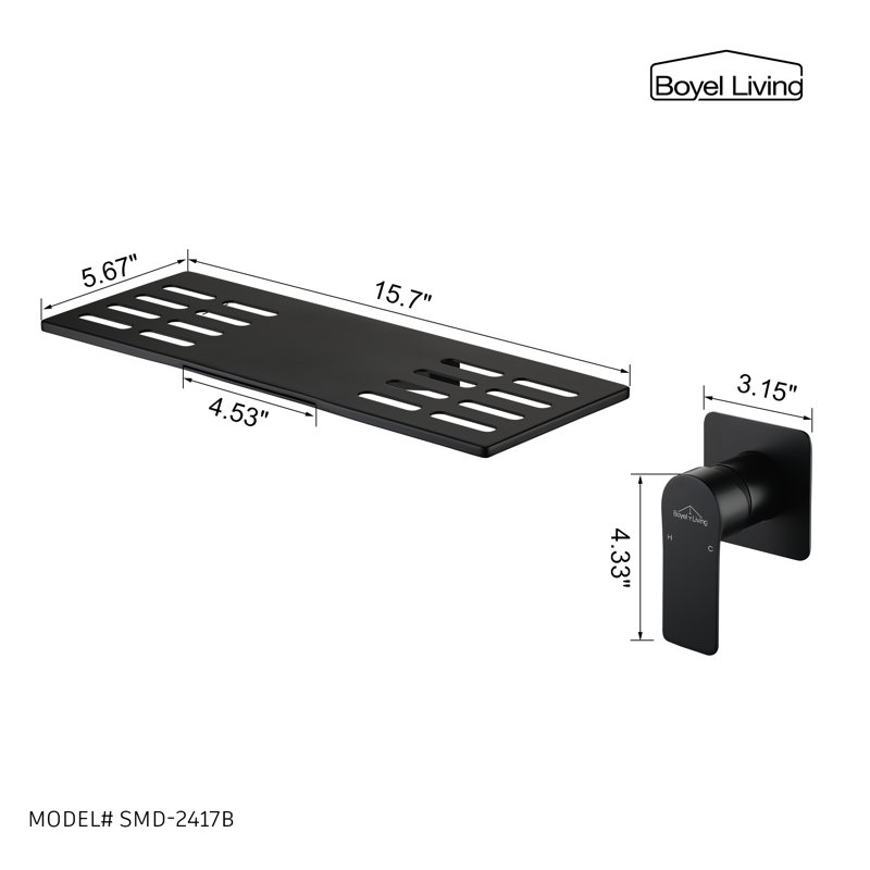 Robinet de salle de bain mural SMD-2417B, Noir