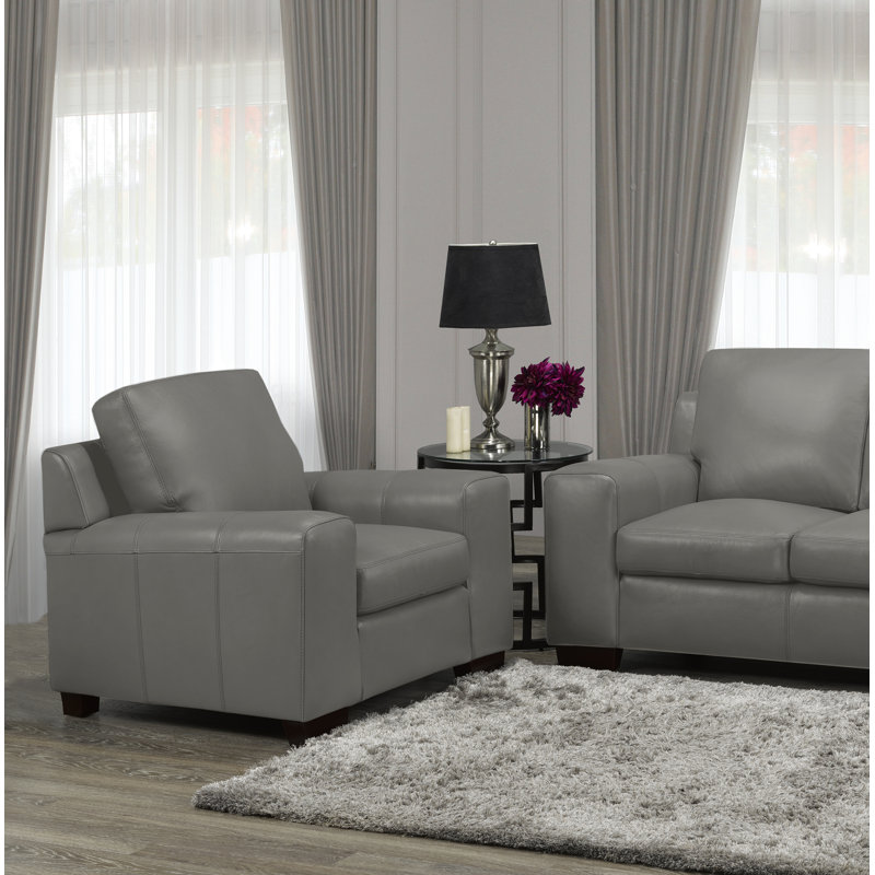 Fauteuil Davontai, Cuir gris nuage