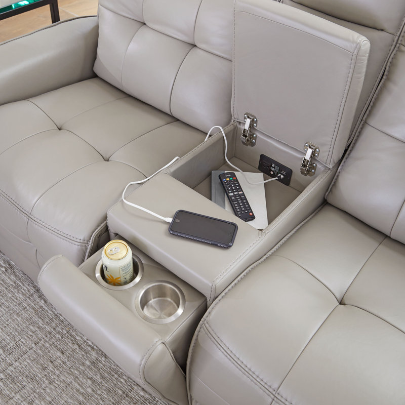 Causeuse à console Power Zero Gravity, Cuir véritable gris