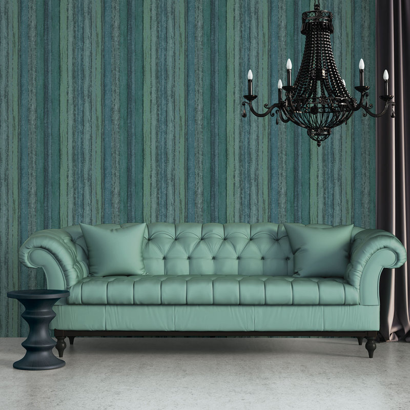 Adelphia Pearlescent Nomed Stripe Wallpaper Roll 10m x 53cm, Turquoise