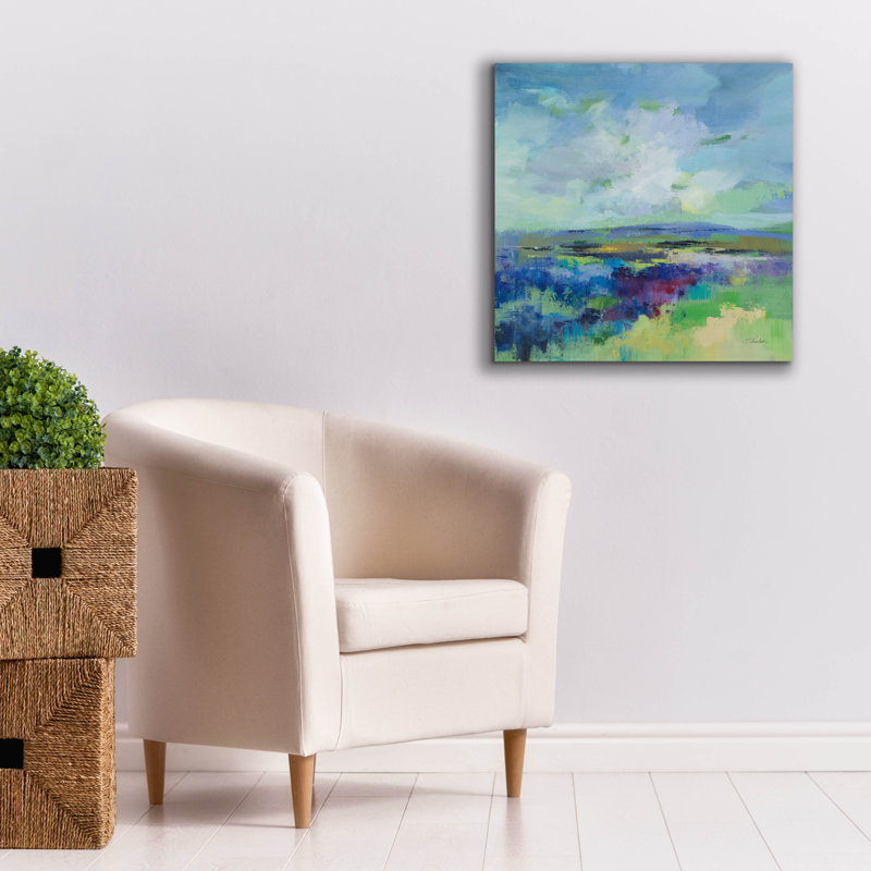 «Purple Field» par Silvia Vassileva, art mural sur toile, H 26 po x l 26 po