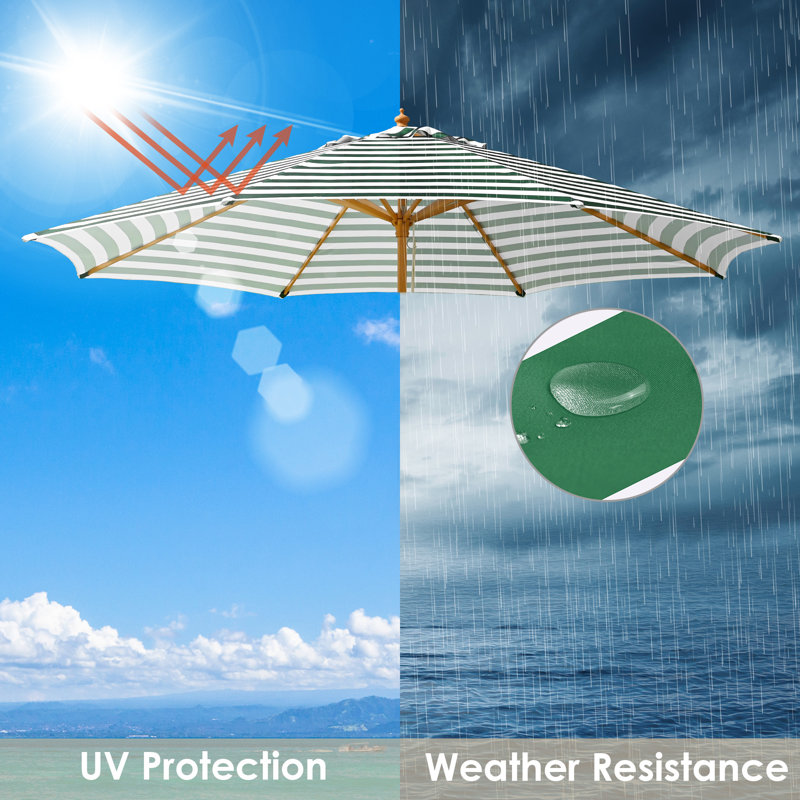 Parasol de remplacement pour terrasse 13 pi, Vert/blanc