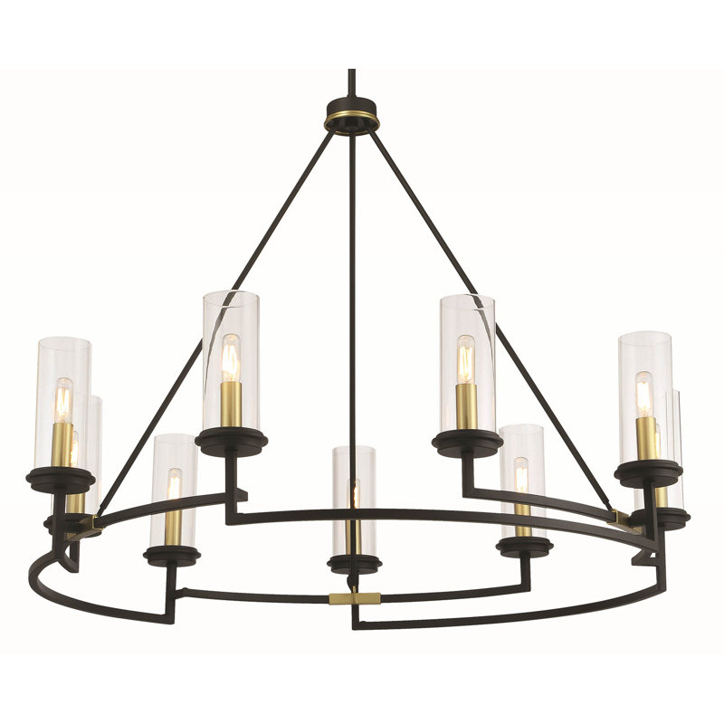 Ashiley 9 - Light Dimmable Wagon Wheel Chandelier