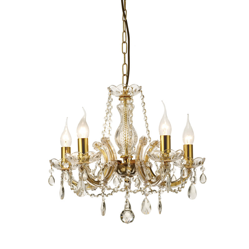 Jansen 5 - Light Candle Style Chandelier, Polished Brass